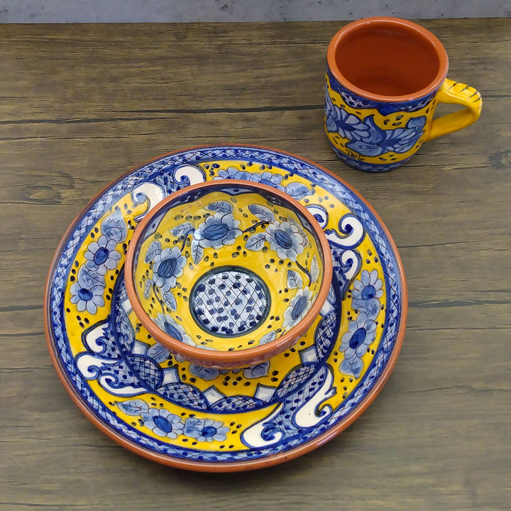 Handmade Hand Painted Portuguese Pottery Soup Bowls Yellow – Set of 2