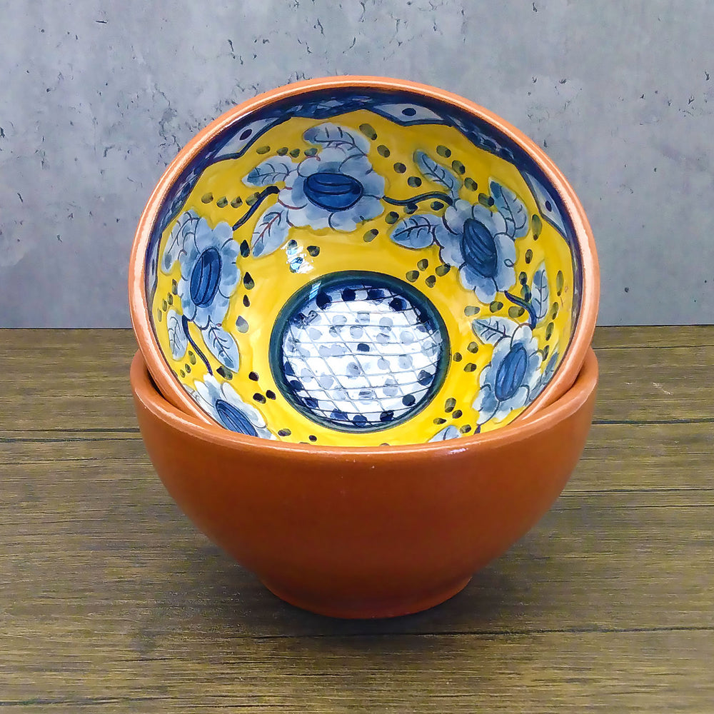 Handmade Hand Painted Portuguese Pottery Soup Bowls Yellow – Set of 2