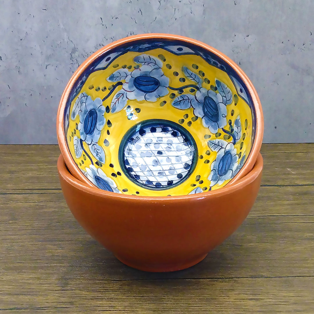 Handmade Hand Painted Portuguese Pottery Soup Bowls Yellow – Set of 2