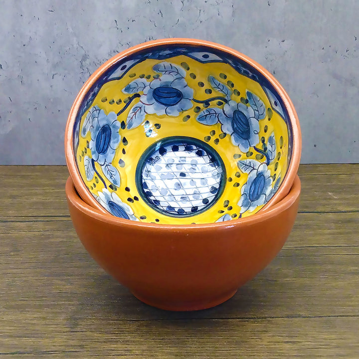Handmade Hand Painted Portuguese Pottery Soup Bowls Yellow – Set of 2