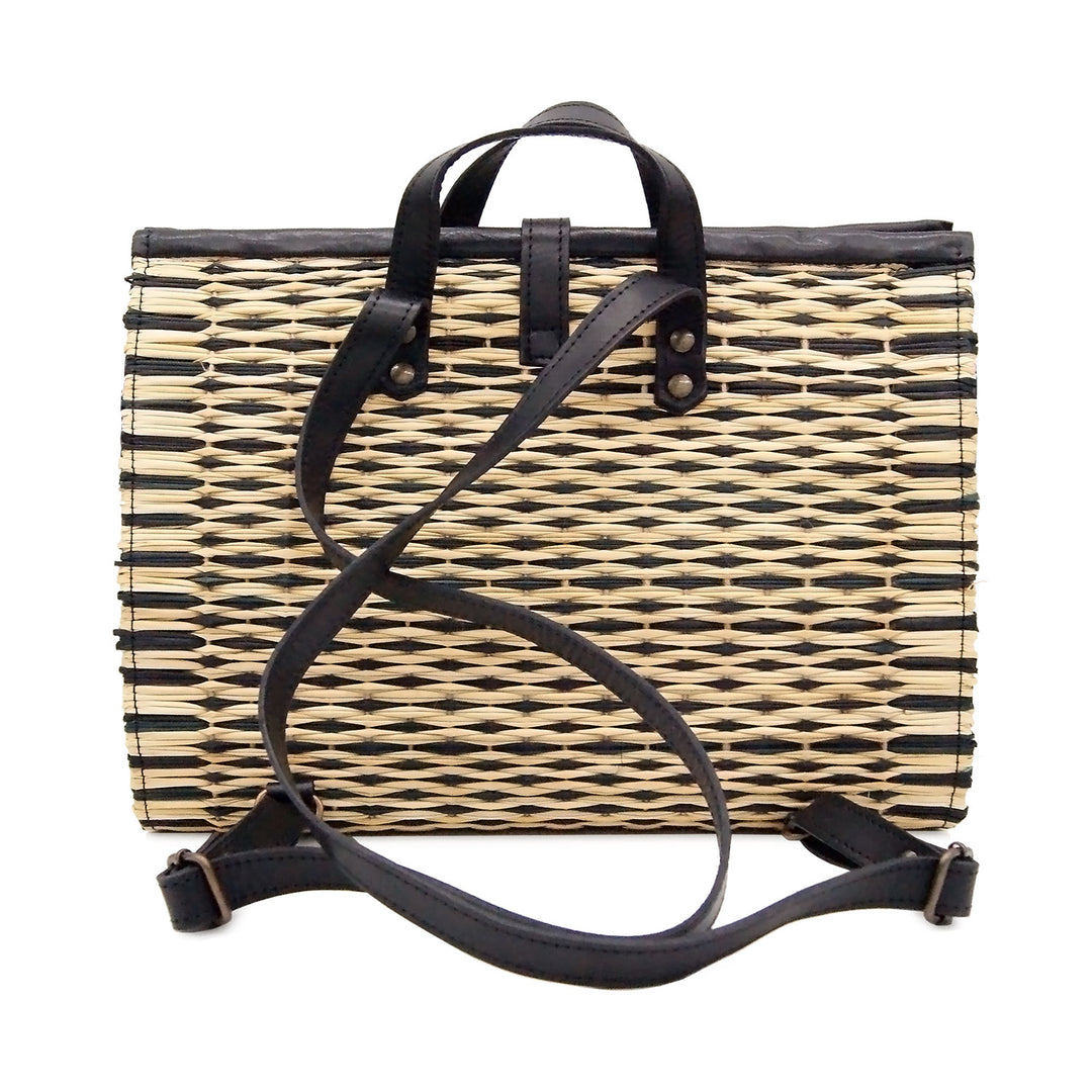 Handmade Wicker Straw Basket Laptop Backpack for Women Made in Portugal