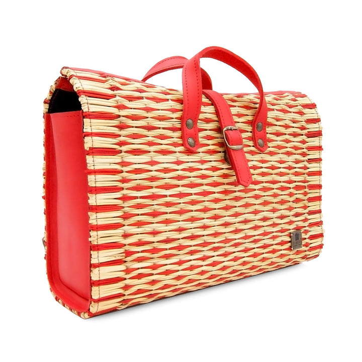 Handmade Wicker Straw Basket Laptop Backpack for Women Made in Portugal