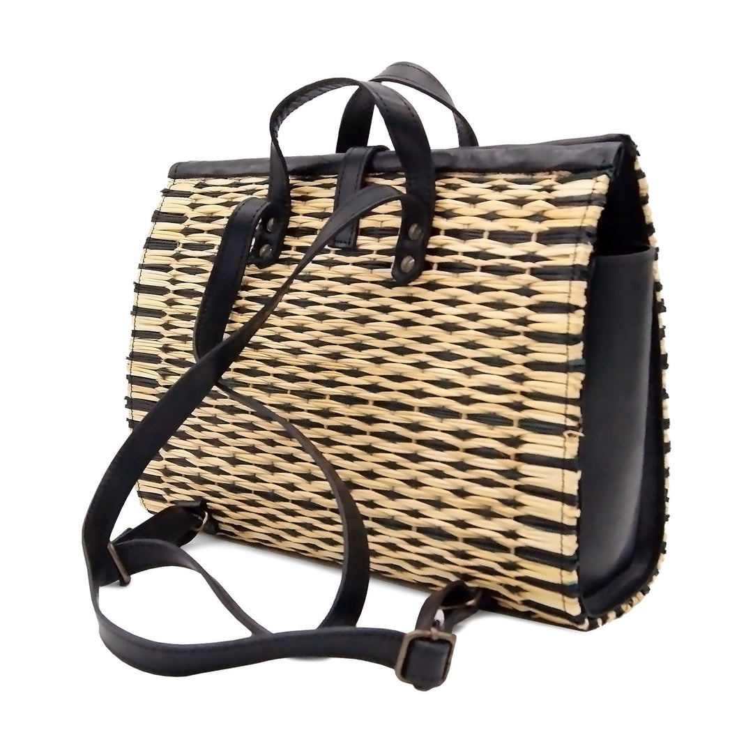 Handmade Wicker Straw Basket Laptop Backpack for Women Made in Portugal