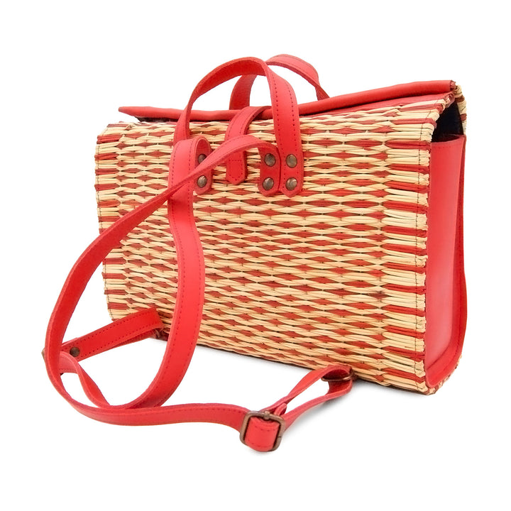 Handmade Wicker Straw Basket Laptop Backpack for Women Made in Portugal