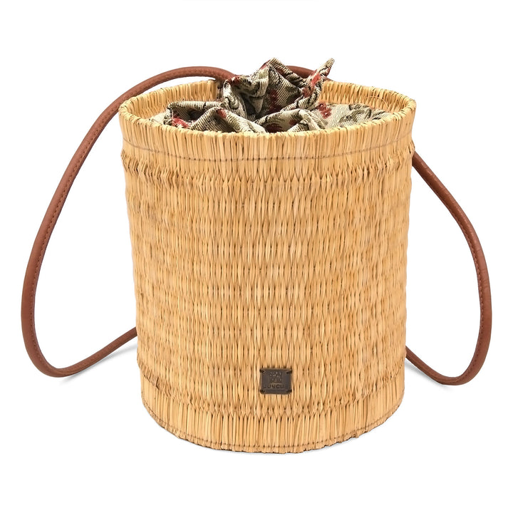 Handmade Wicker Vegan Straw Basket Round Backpack for Women