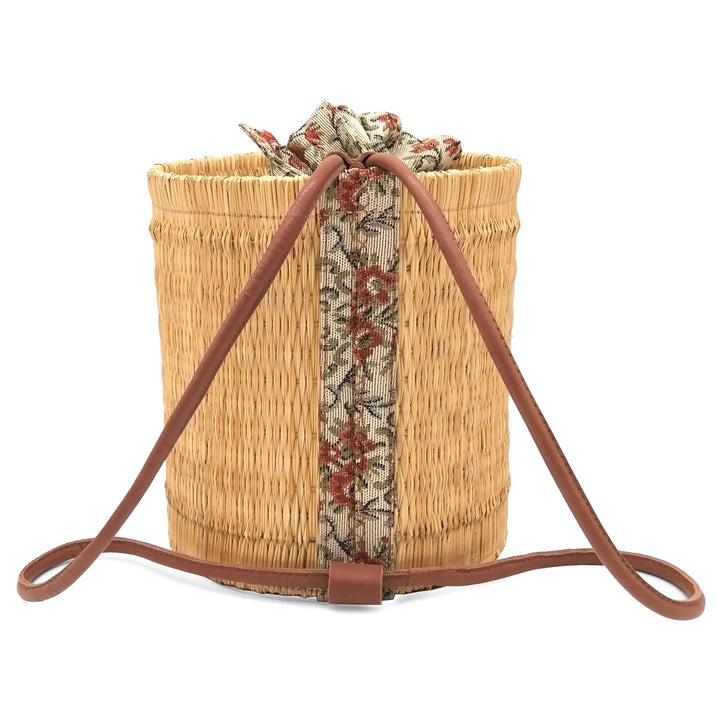 Handmade Wicker Vegan Straw Basket Round Backpack for Women