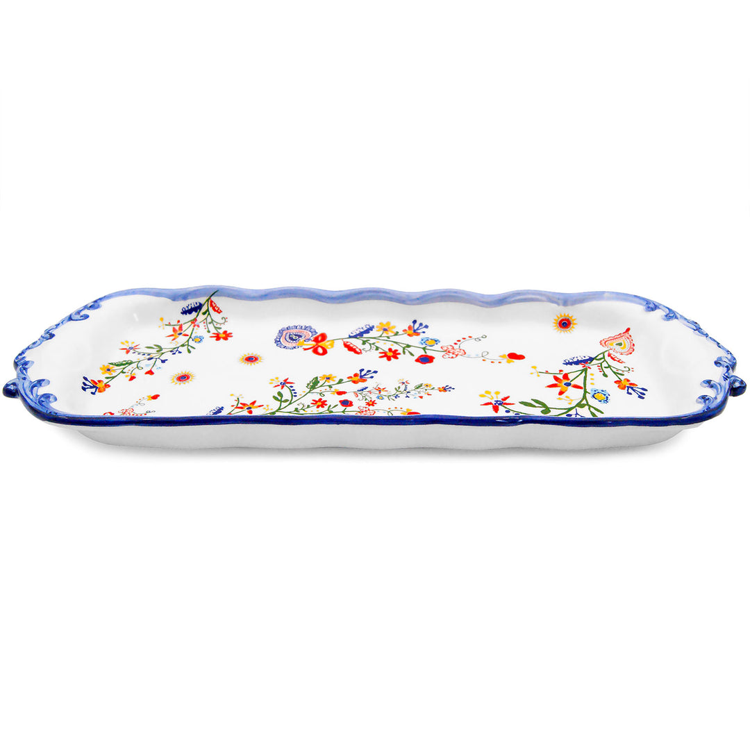 Portuguese Pottery Alcobaça Ceramic Large Rectangular Serving Tray