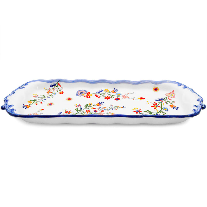 Portuguese Pottery Alcobaça Ceramic Large Rectangular Serving Tray