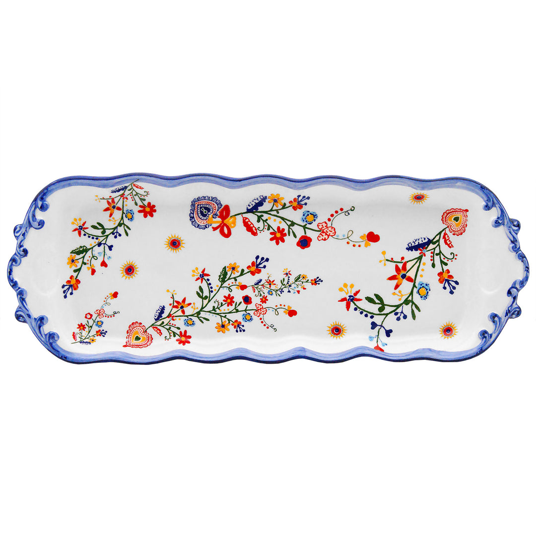 Portuguese Pottery Alcobaça Ceramic Large Rectangular Serving Tray
