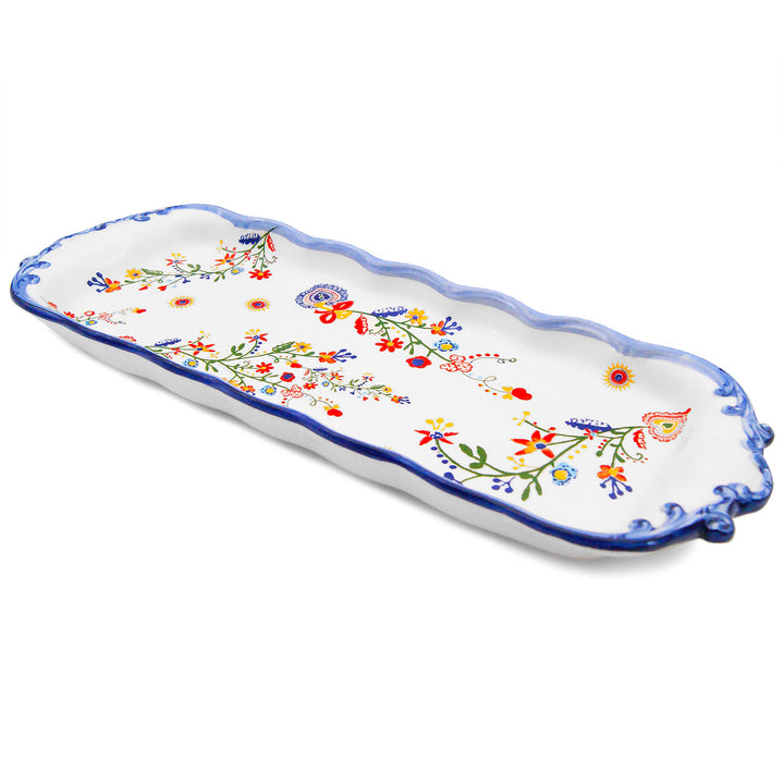 Portuguese Pottery Alcobaça Ceramic Large Rectangular Serving Tray