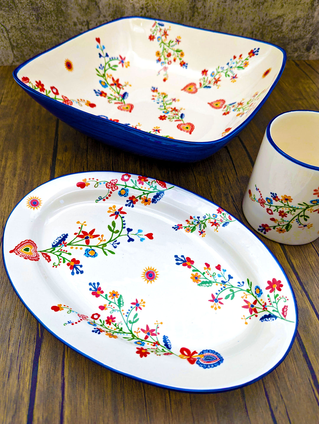 Portuguese Pottery Alcobaça Ceramic Decorative Serving Oval Platter