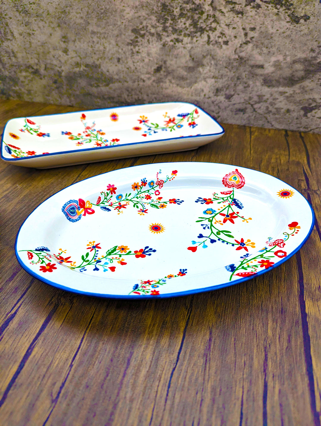 Portuguese Pottery Alcobaça Ceramic Decorative Serving Oval Platter