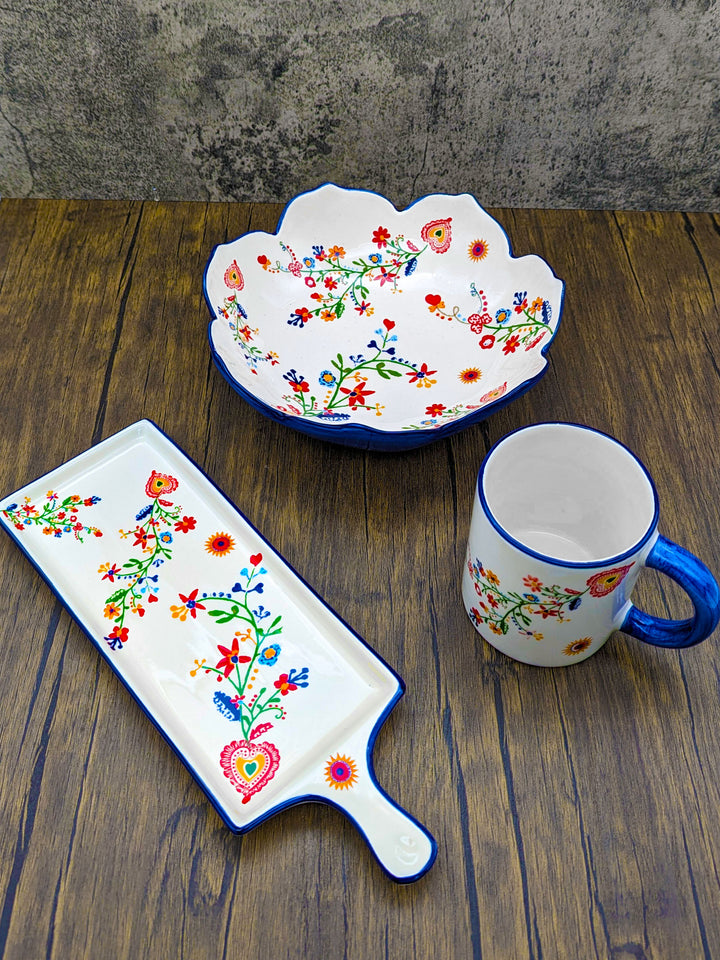 Portuguese Pottery Alcobaça Ceramic Cheese Serving Board
