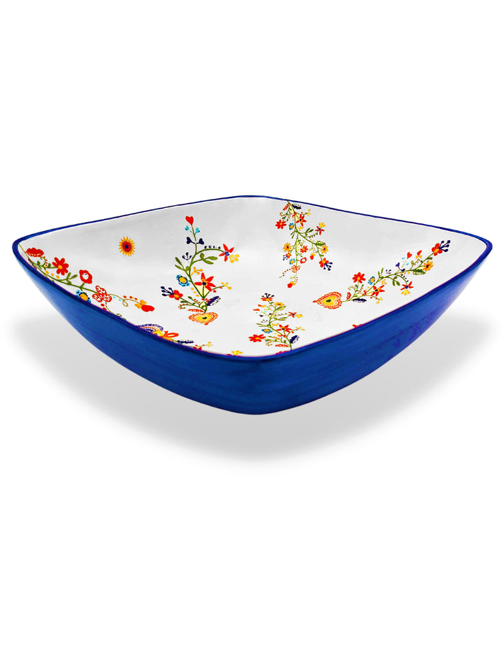 Portuguese Pottery Alcobaça Ceramic Decorative Salad Serving Bowl Floral