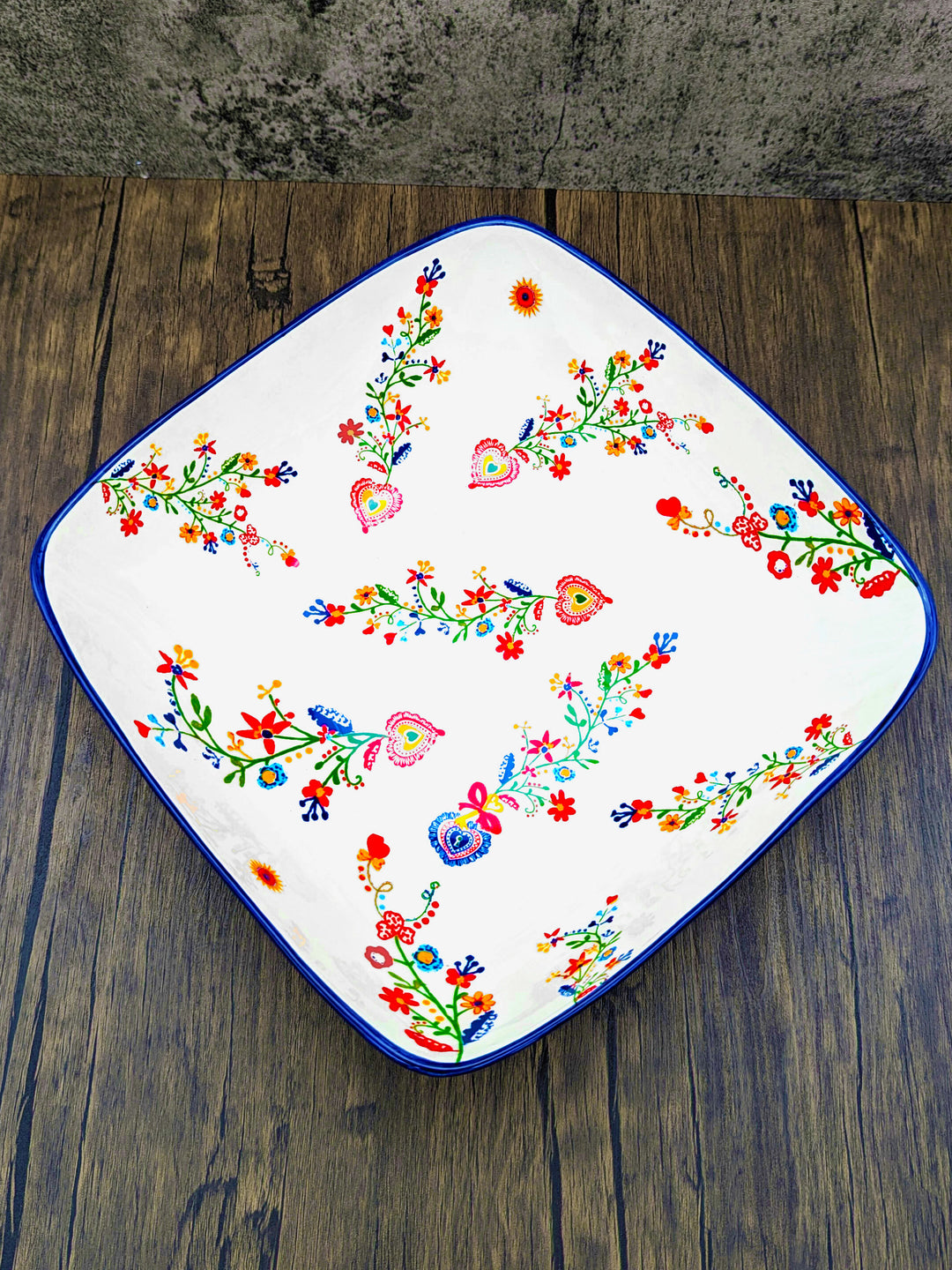 Portuguese Pottery Alcobaça Ceramic Decorative Salad Serving Bowl Floral