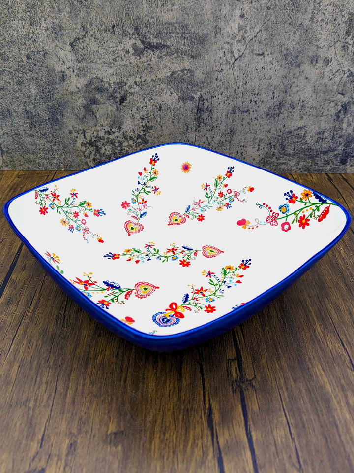 Portuguese Pottery Alcobaça Ceramic Decorative Salad Serving Bowl Floral