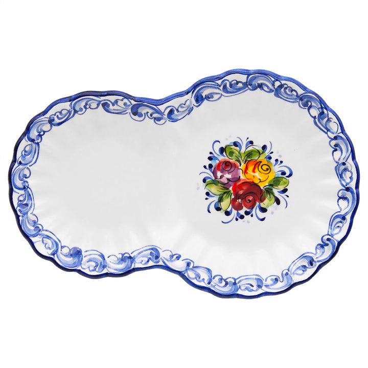 Portuguese Pottery Alcobaça Ceramic Hand Painted Coffee Mug with Tray