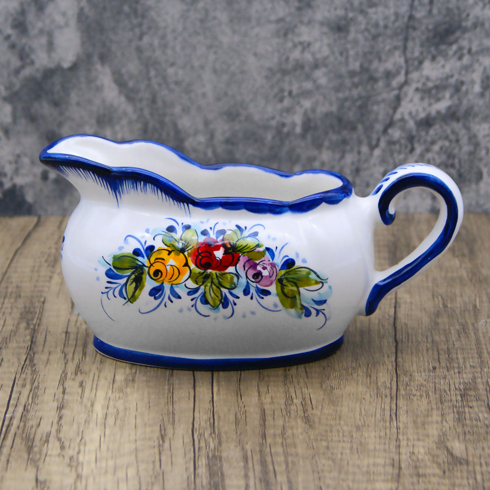 Portuguese Pottery Alcobaça Ceramic Hand Painted Gravy Boat 16 oz