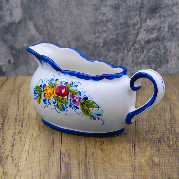 Portuguese Pottery Alcobaça Ceramic Hand Painted Gravy Boat 16 oz