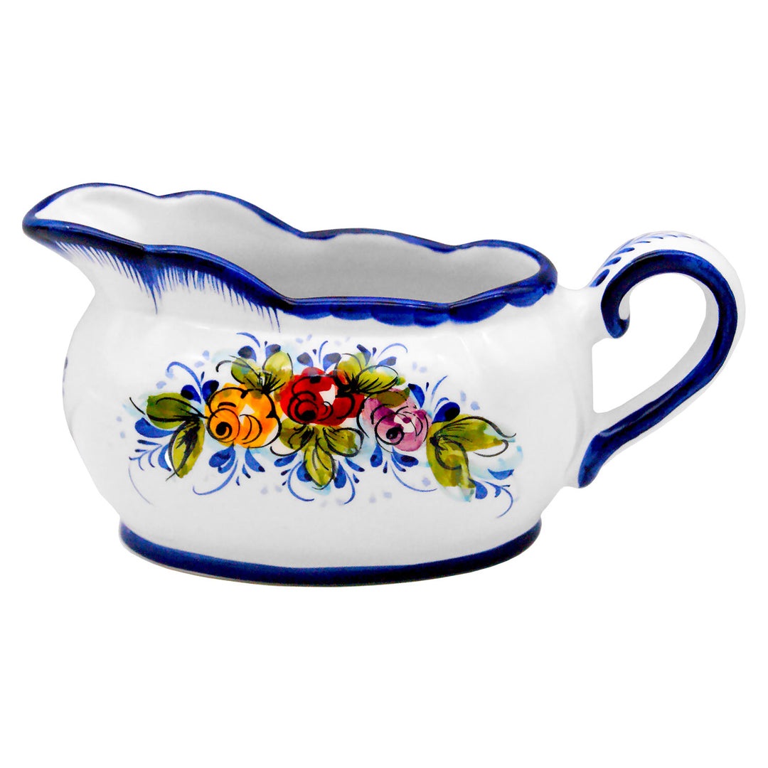 Portuguese Pottery Alcobaça Ceramic Hand Painted Gravy Boat 16 oz