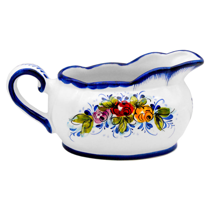 Portuguese Pottery Alcobaça Ceramic Hand Painted Gravy Boat 16 oz