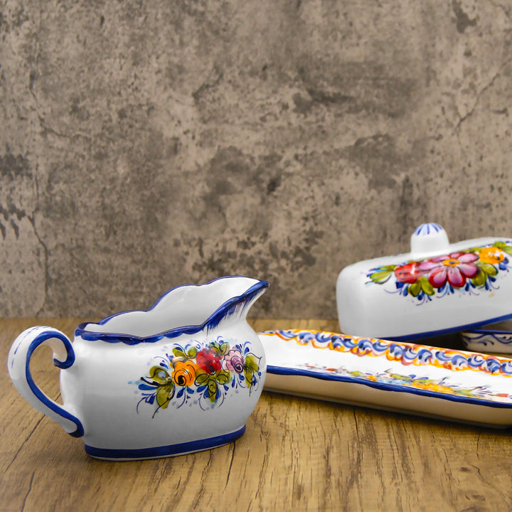 Portuguese Pottery Alcobaça Ceramic Hand Painted Gravy Boat 16 oz
