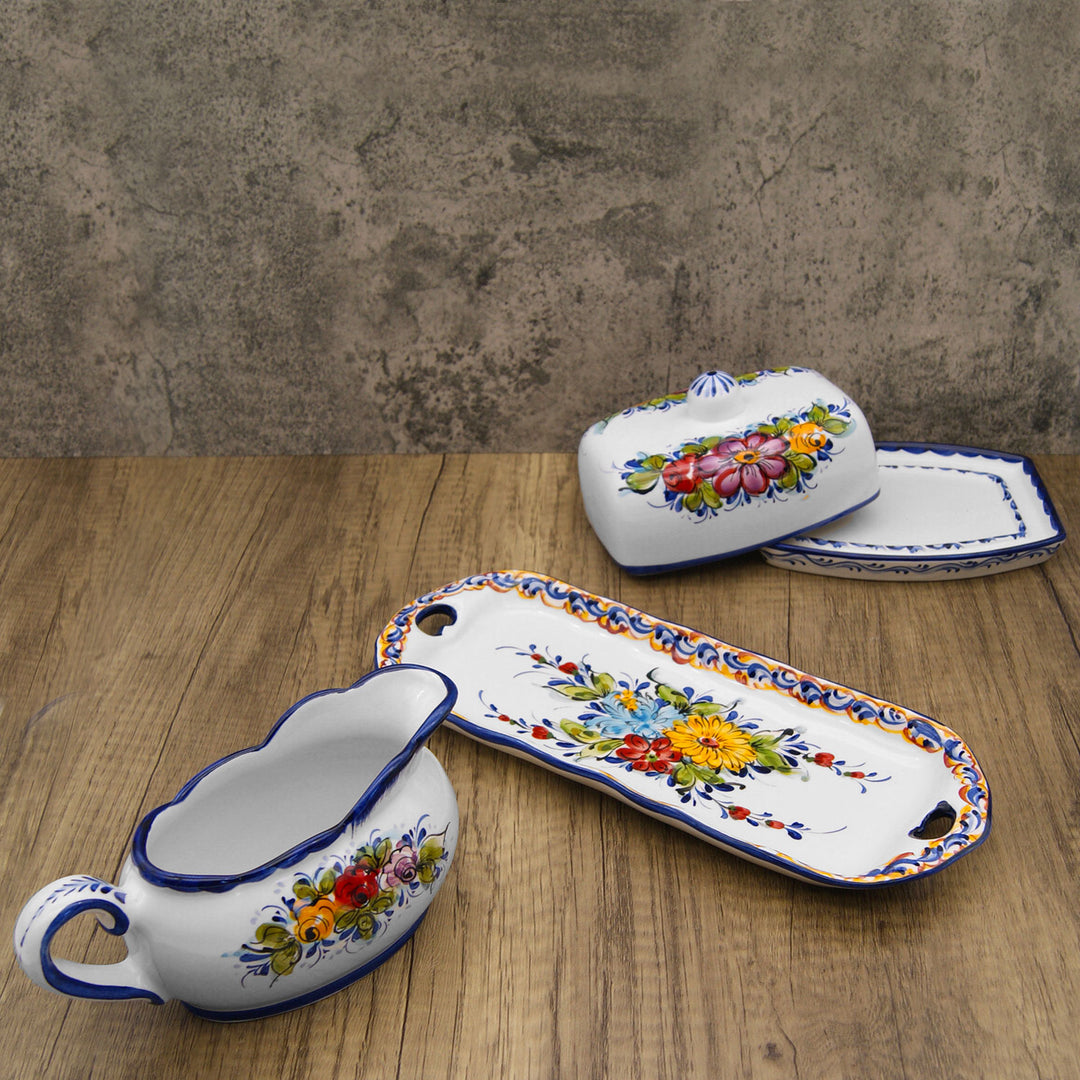 Portuguese Pottery Alcobaça Ceramic Hand Painted Gravy Boat 16 oz