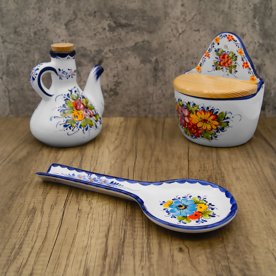 Portuguese Pottery Alcobaça Ceramic Hand Painted Kitchen Spoon Rest for Stove Top Made in Portugal