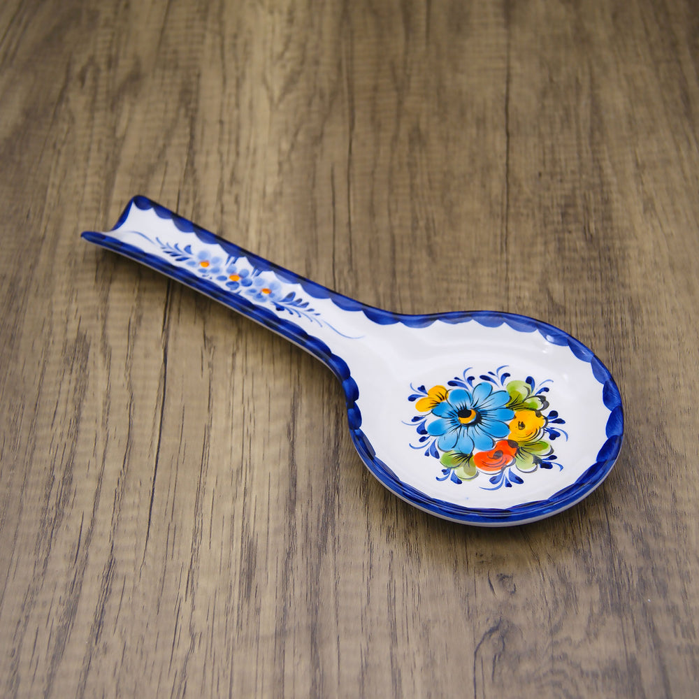 Portuguese Pottery Alcobaça Ceramic Hand Painted Kitchen Spoon Rest for Stove Top Made in Portugal