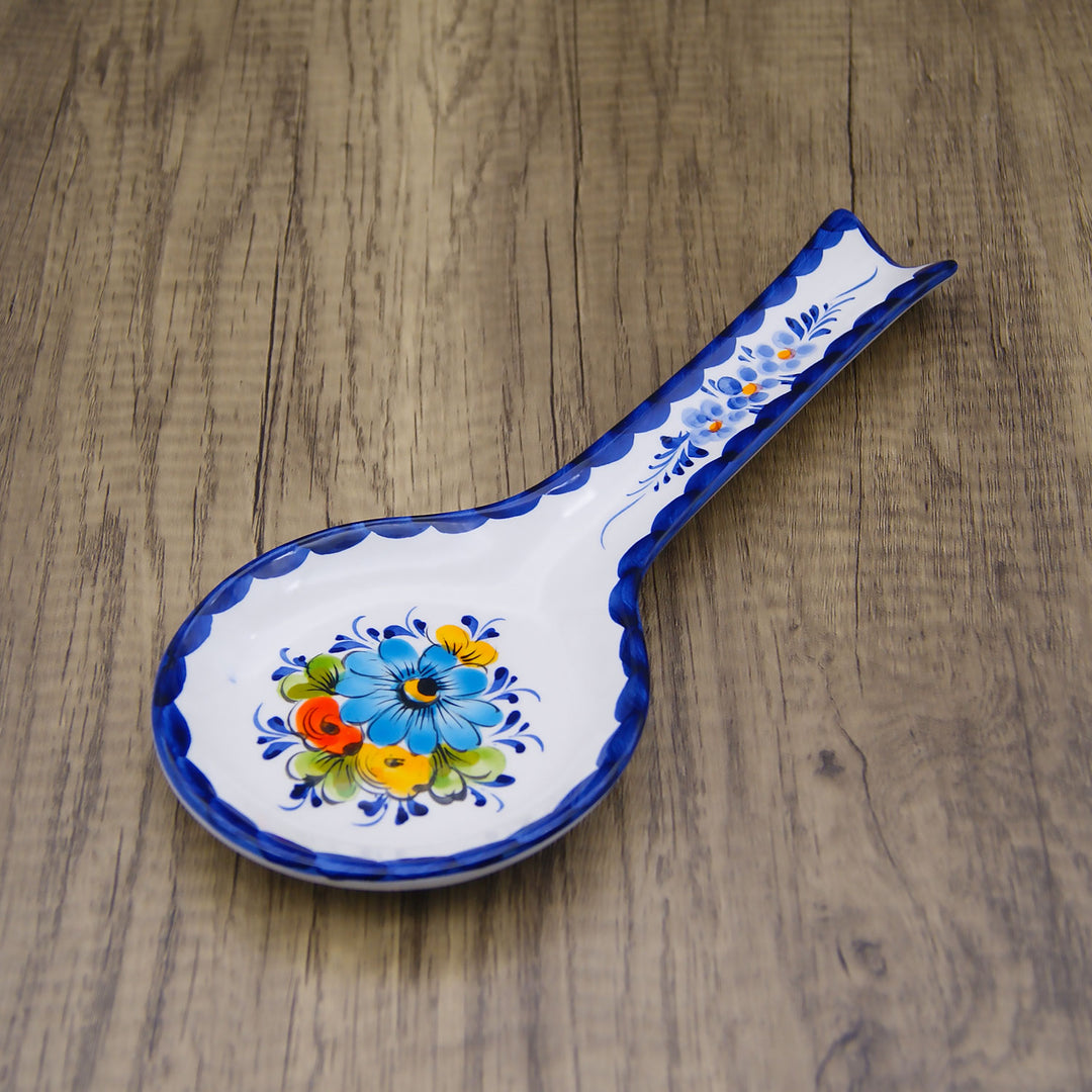 Portuguese Pottery Alcobaça Ceramic Hand Painted Kitchen Spoon Rest for Stove Top Made in Portugal