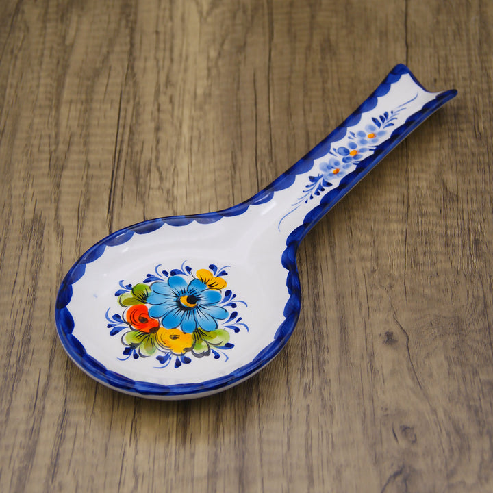Portuguese Pottery Alcobaça Ceramic Hand Painted Kitchen Spoon Rest for Stove Top Made in Portugal