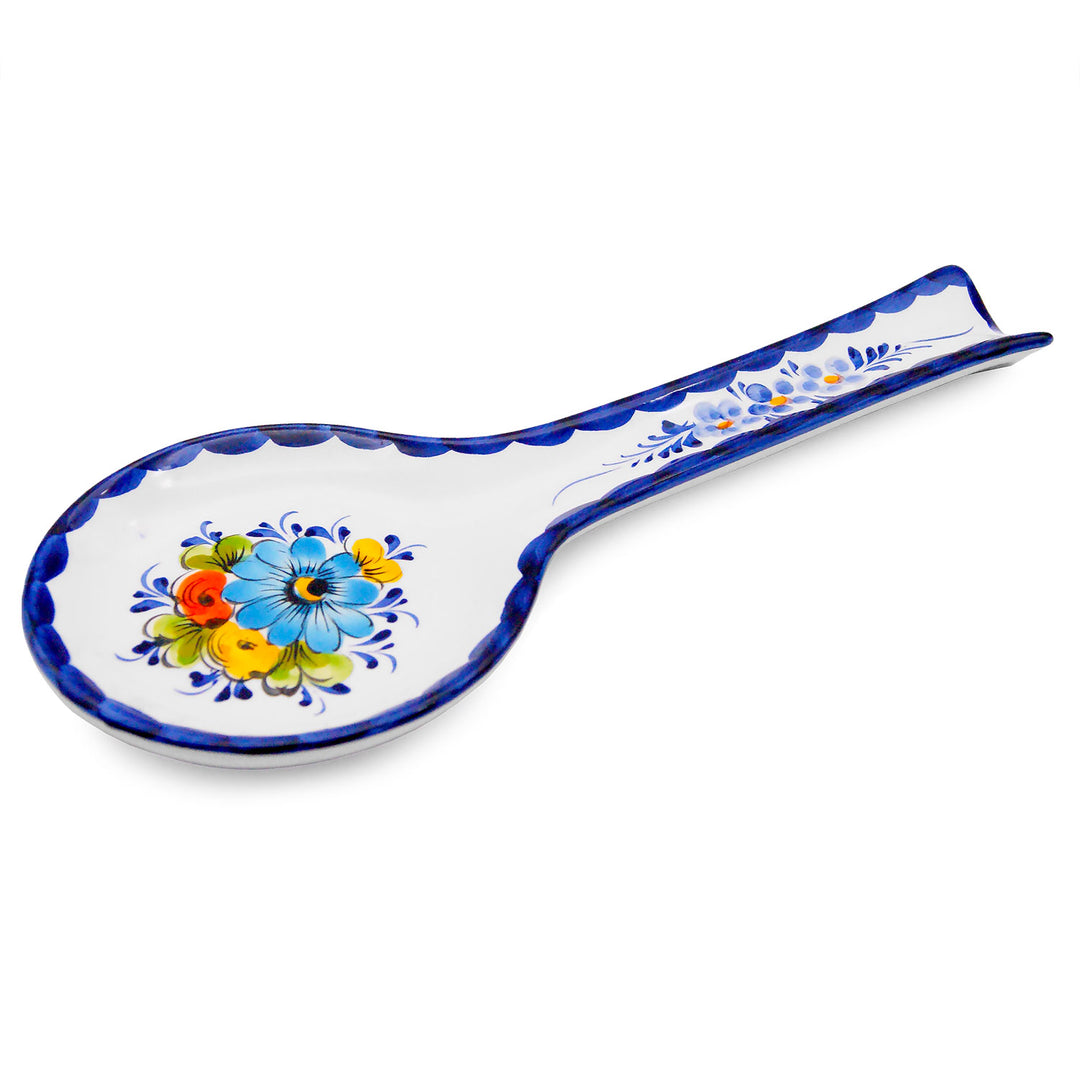 Portuguese Pottery Alcobaça Ceramic Hand Painted Kitchen Spoon Rest for Stove Top Made in Portugal