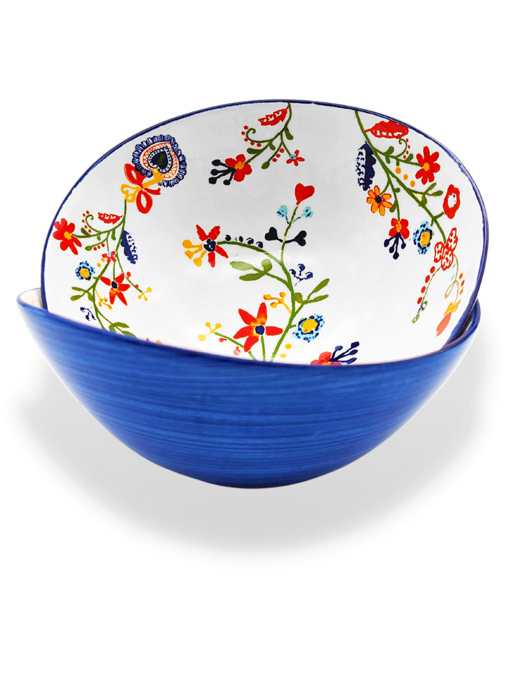 Portuguese Pottery Alcobaça Ceramic Side Dish Serving Bowl Floral - Set of 2