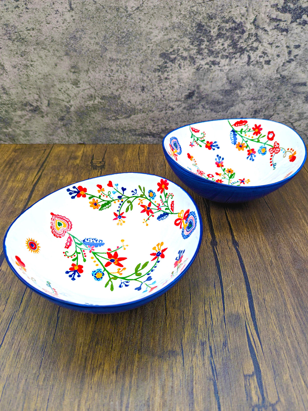 Portuguese Pottery Alcobaça Ceramic Side Dish Serving Bowl Floral - Set of 2