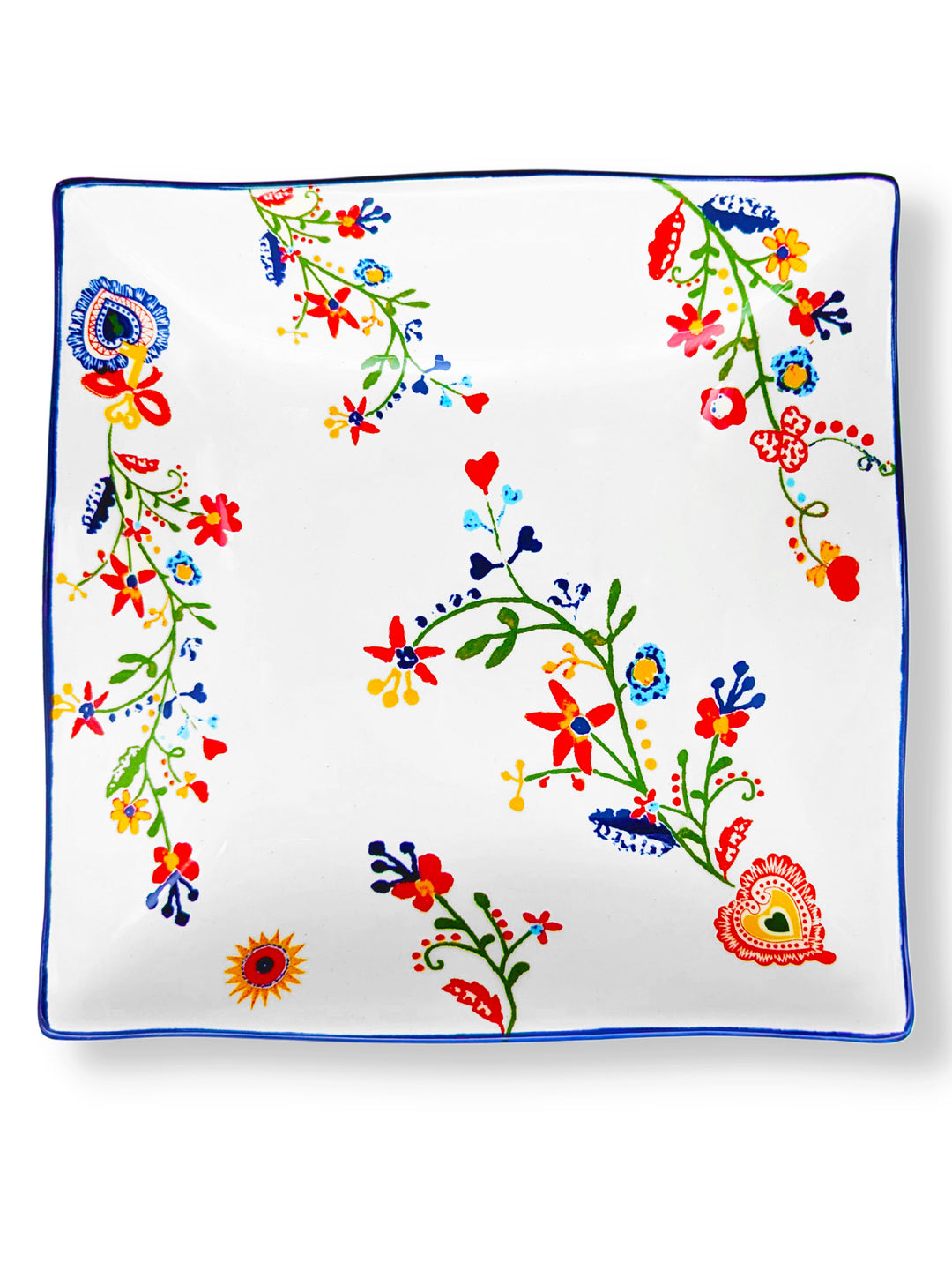 Portuguese Pottery Alcobaça Ceramic Small Serving Dish Floral - Set of 2