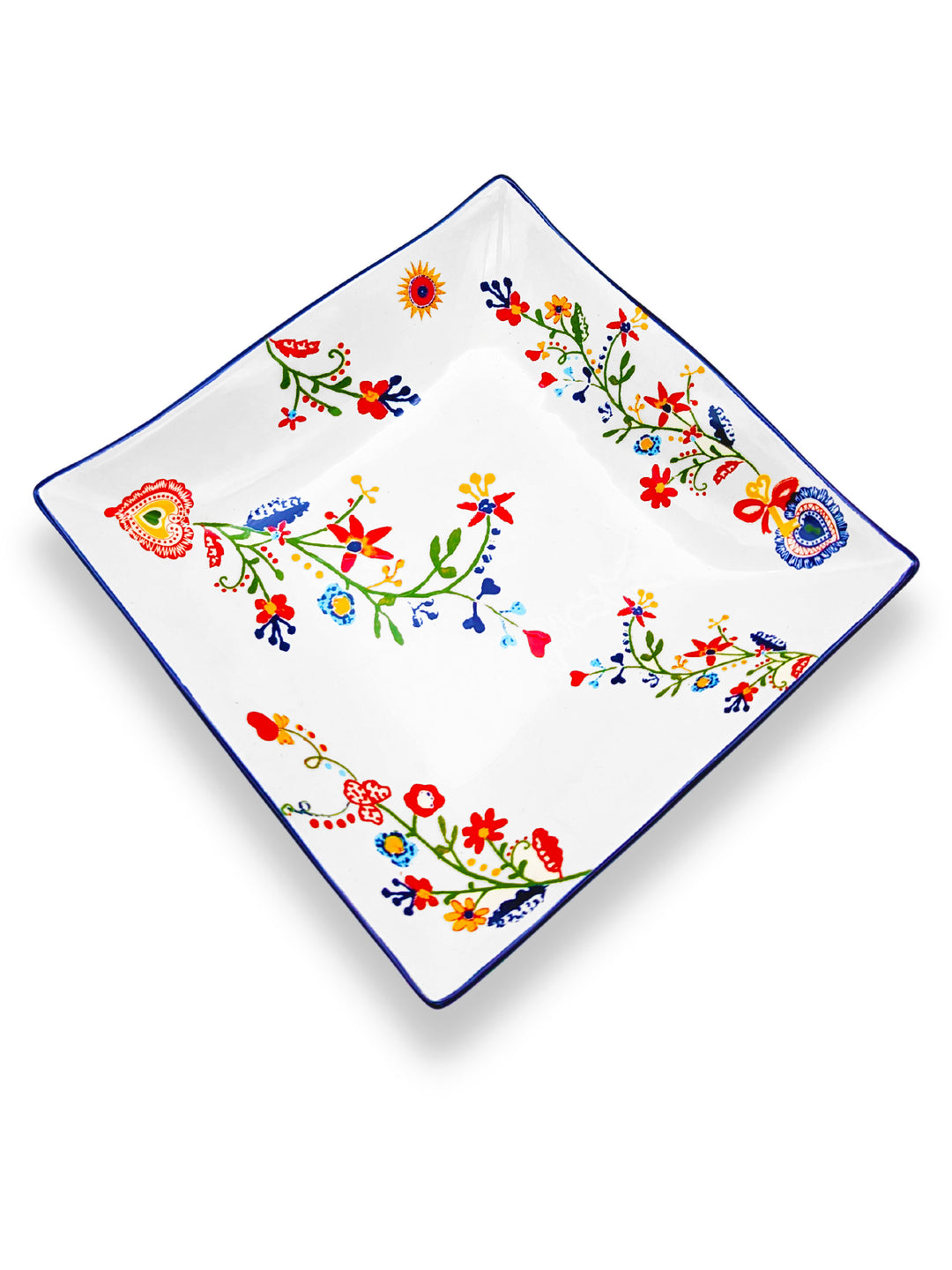 Portuguese Pottery Alcobaça Ceramic Small Serving Dish Floral - Set of 2