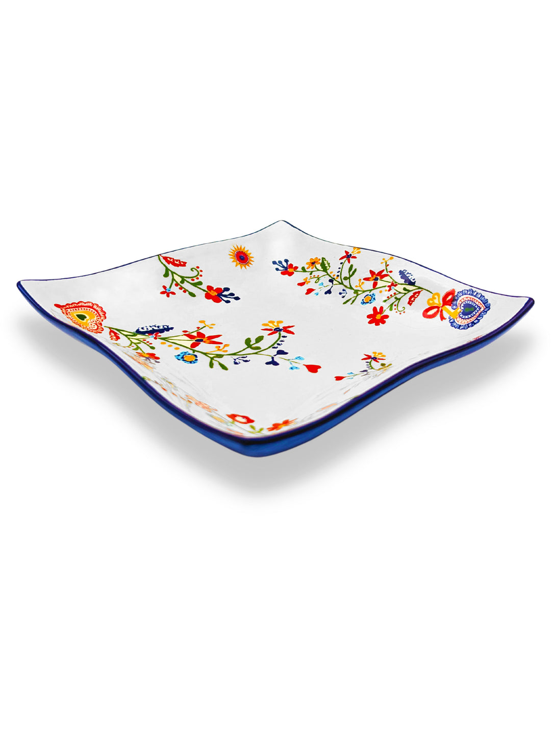 Portuguese Pottery Alcobaça Ceramic Small Serving Dish Floral - Set of 2