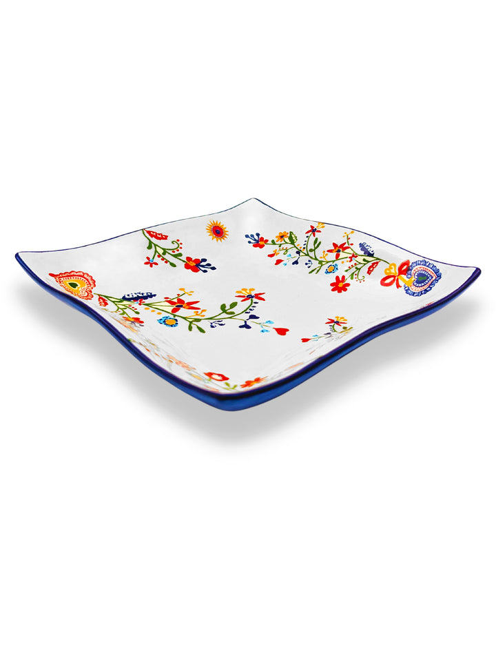 Portuguese Pottery Alcobaça Ceramic Small Serving Dish Floral - Set of 2