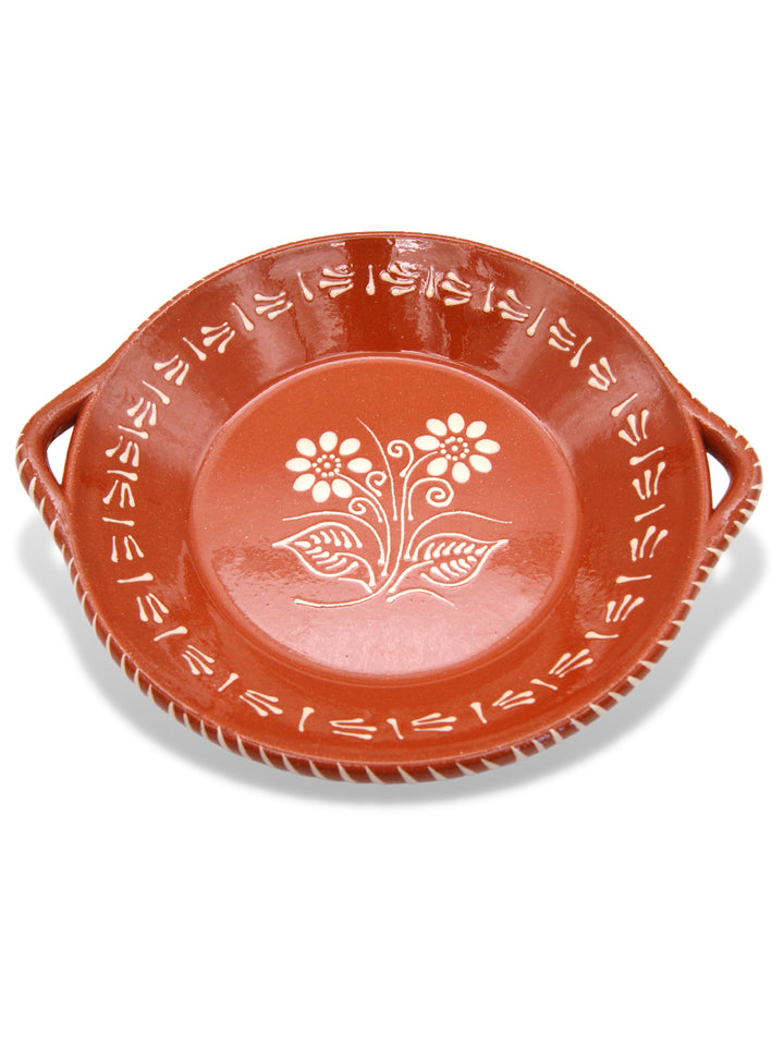Portuguese Pottery Glazed Terracotta Clay Skillet Dinner Plate - Set of 4