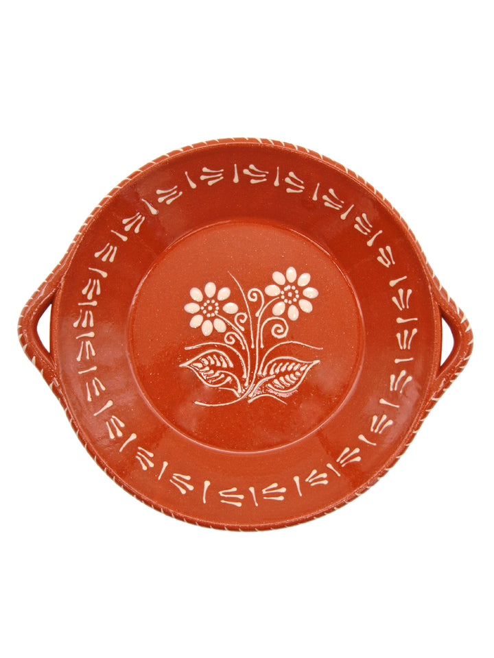 Portuguese Pottery Glazed Terracotta Clay Skillet Dinner Plate - Set of 4