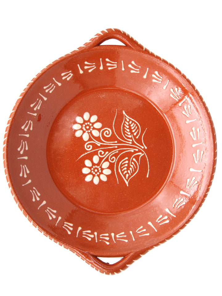 Portuguese Pottery Glazed Terracotta Clay Skillet Dinner Plate - Set of 4