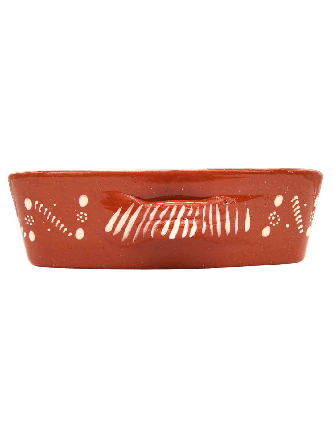 Portuguese Pottery Glazed Terracotta Rectangular Clay Baking Pan for Oven