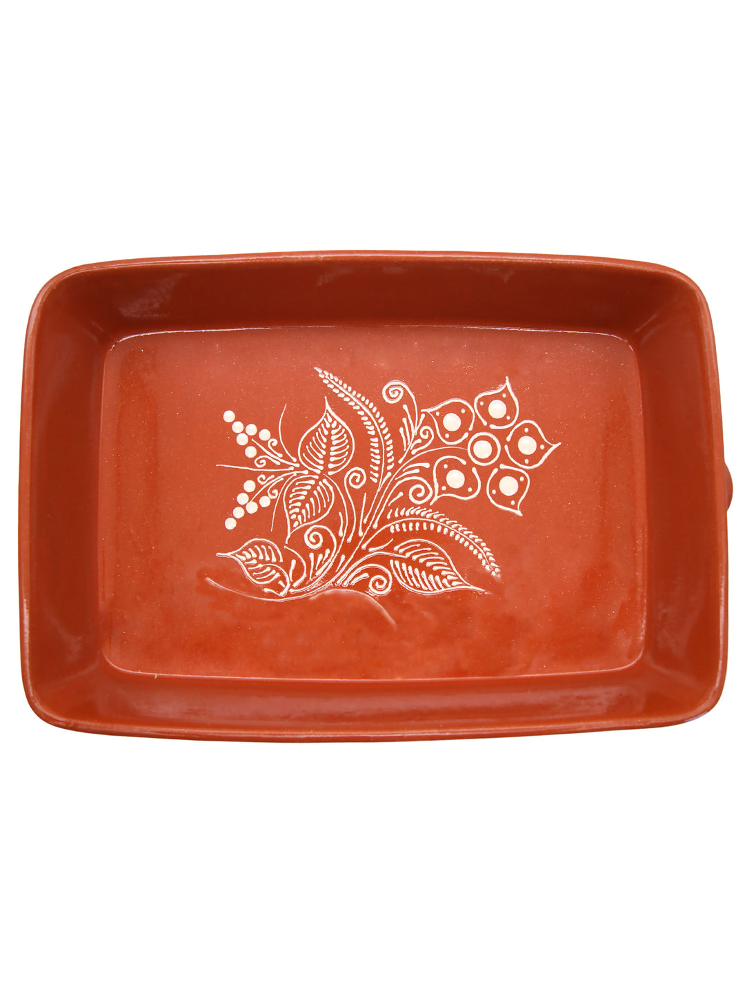 Portuguese Pottery Glazed Terracotta Rectangular Clay Baking Pan for Oven