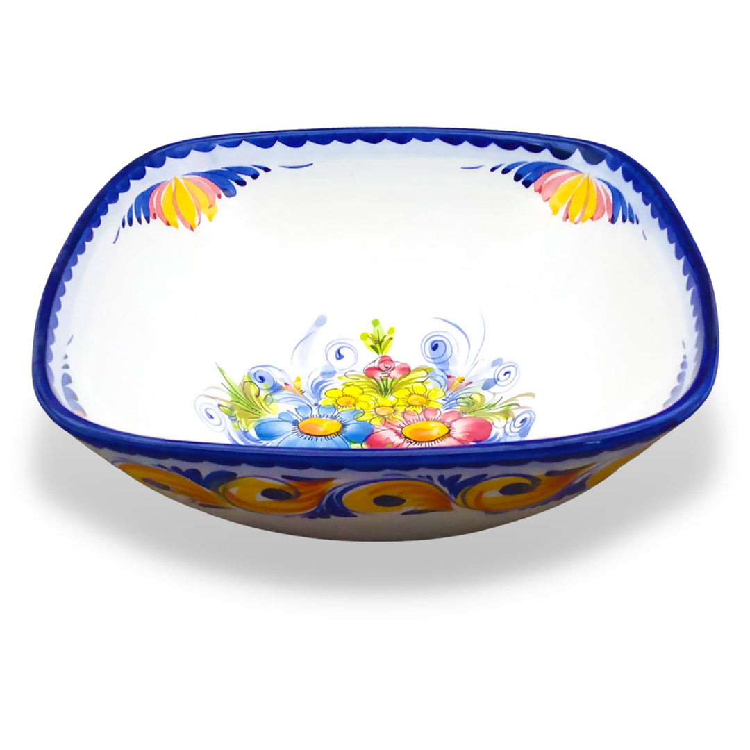 Portuguese Pottery Hand Painted Decorative Square Salad Bowl Made in Portugal