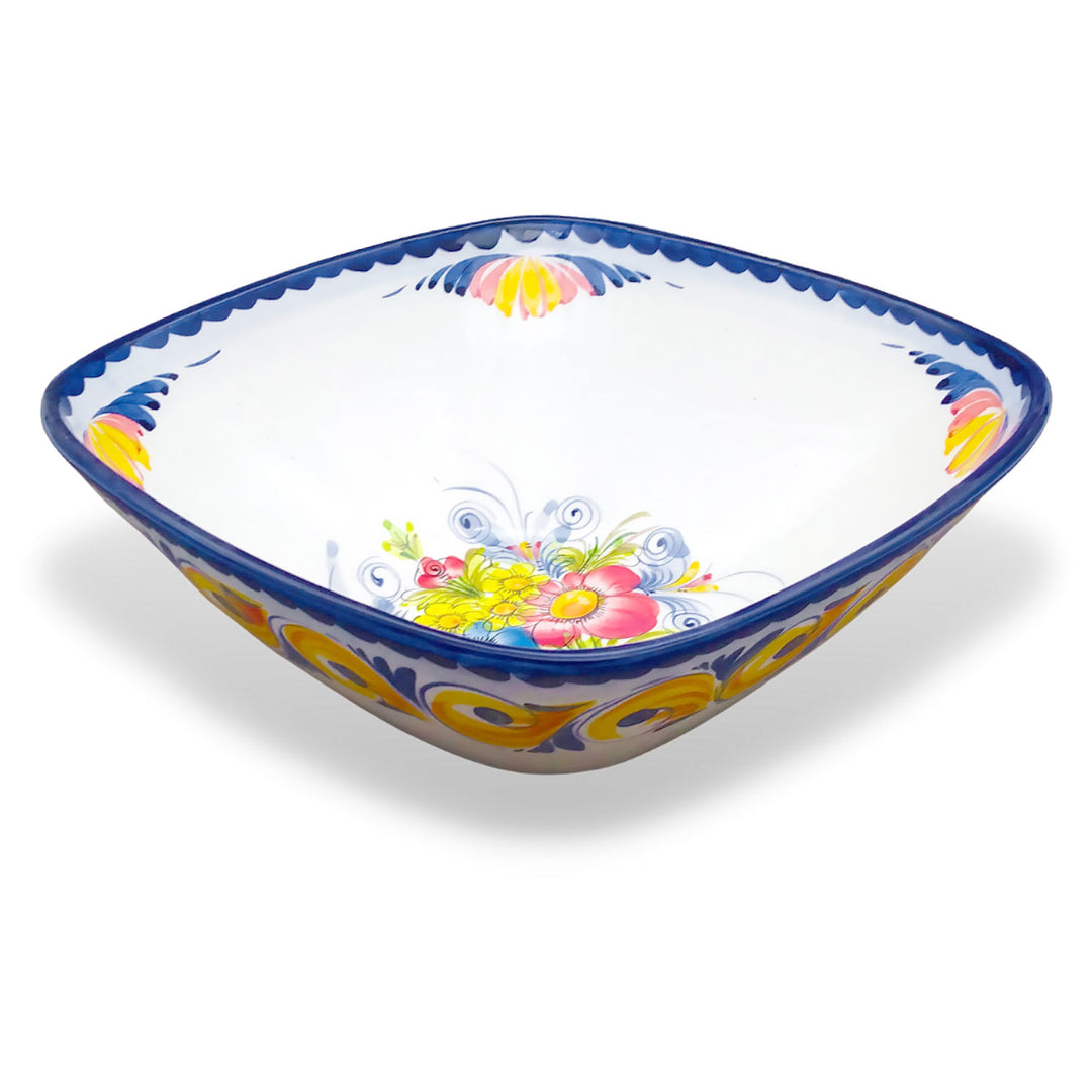 Portuguese Pottery Hand Painted Decorative Square Salad Bowl Made in Portugal