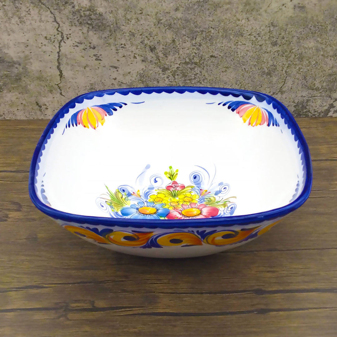 Portuguese Pottery Hand Painted Decorative Square Salad Bowl Made in Portugal