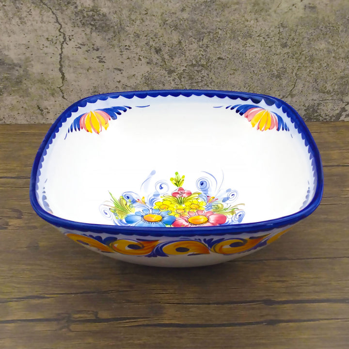 Portuguese Pottery Hand Painted Decorative Square Salad Bowl Made in Portugal
