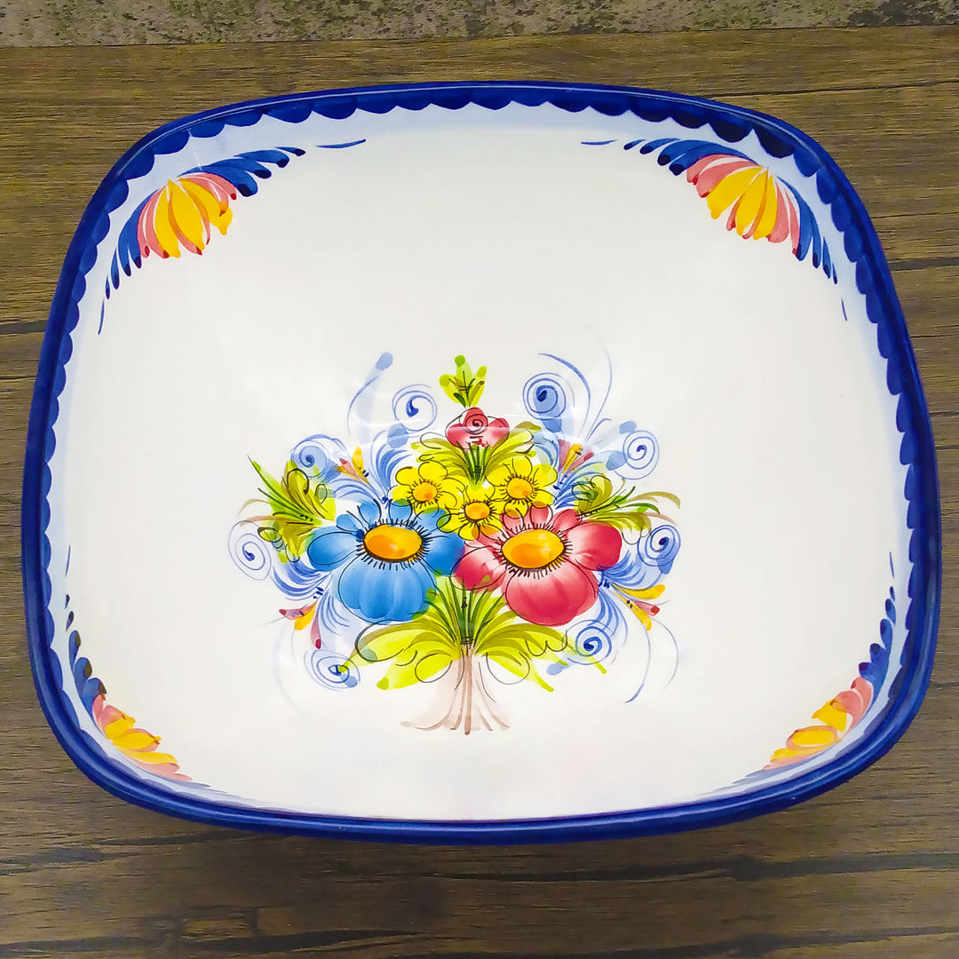 Portuguese Pottery Hand Painted Decorative Square Salad Bowl Made in Portugal