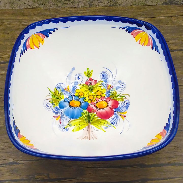 Portuguese Pottery Hand Painted Decorative Square Salad Bowl Made in Portugal