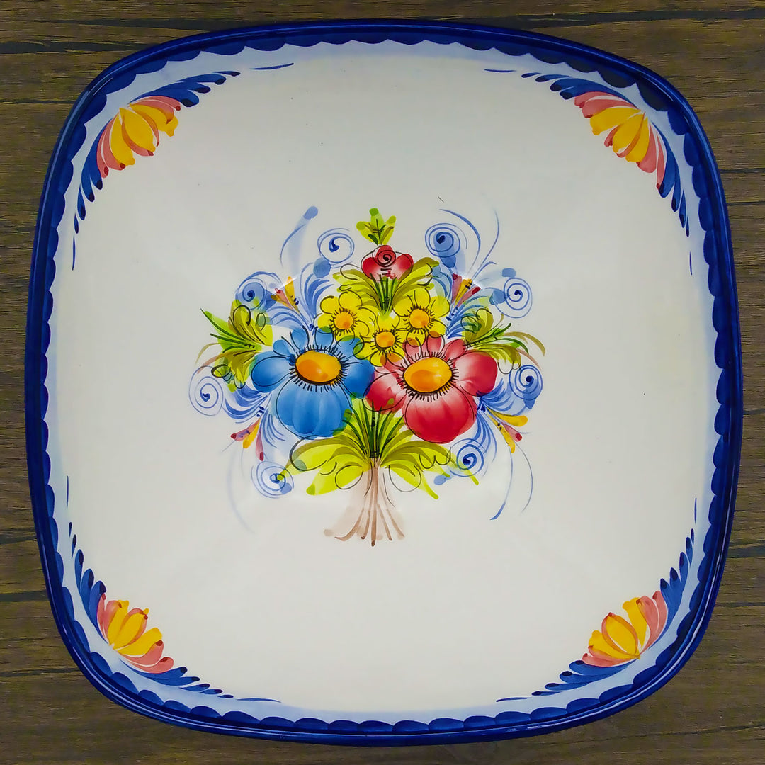 Portuguese Pottery Hand Painted Decorative Square Salad Bowl Made in Portugal